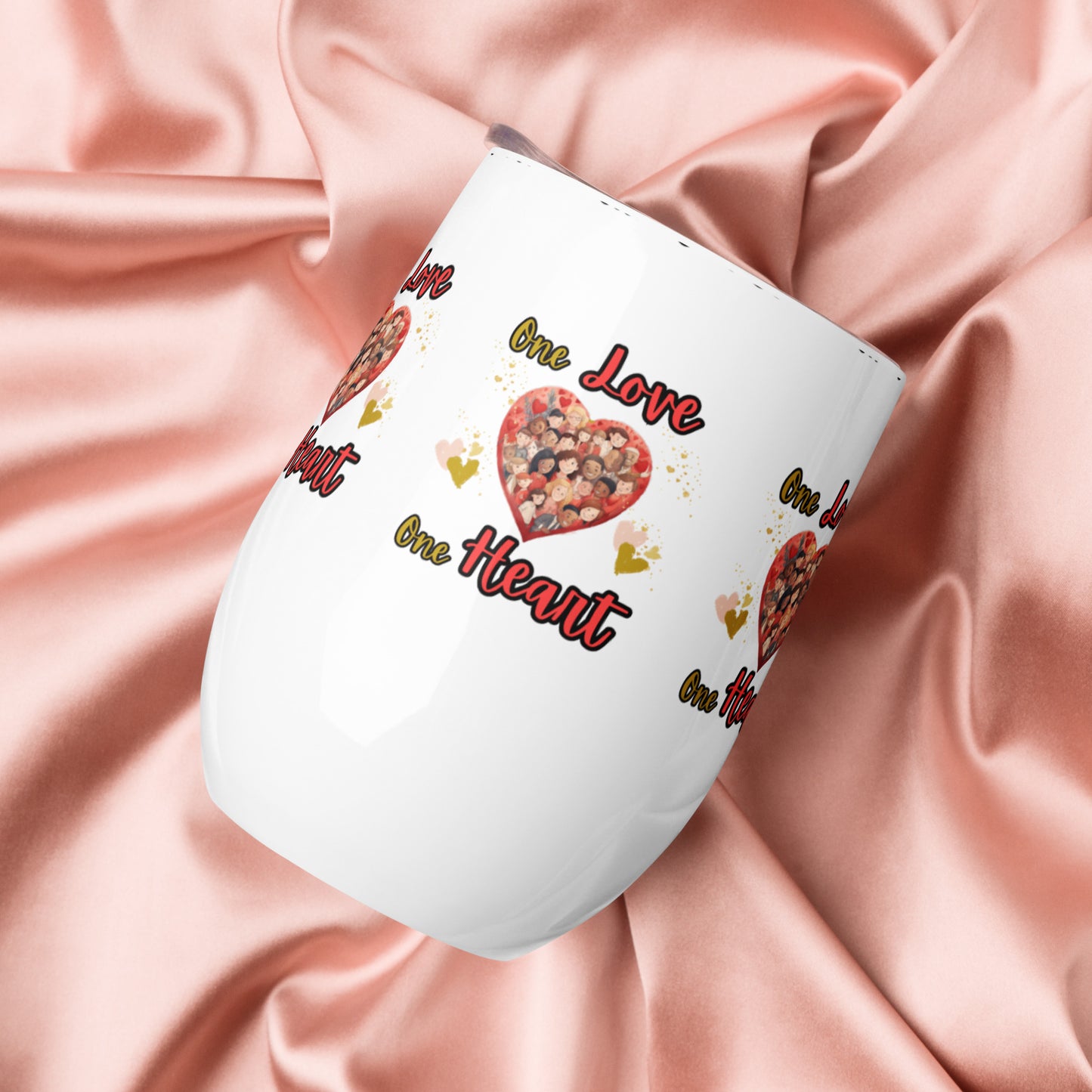 One Love One Heart Wine tumbler