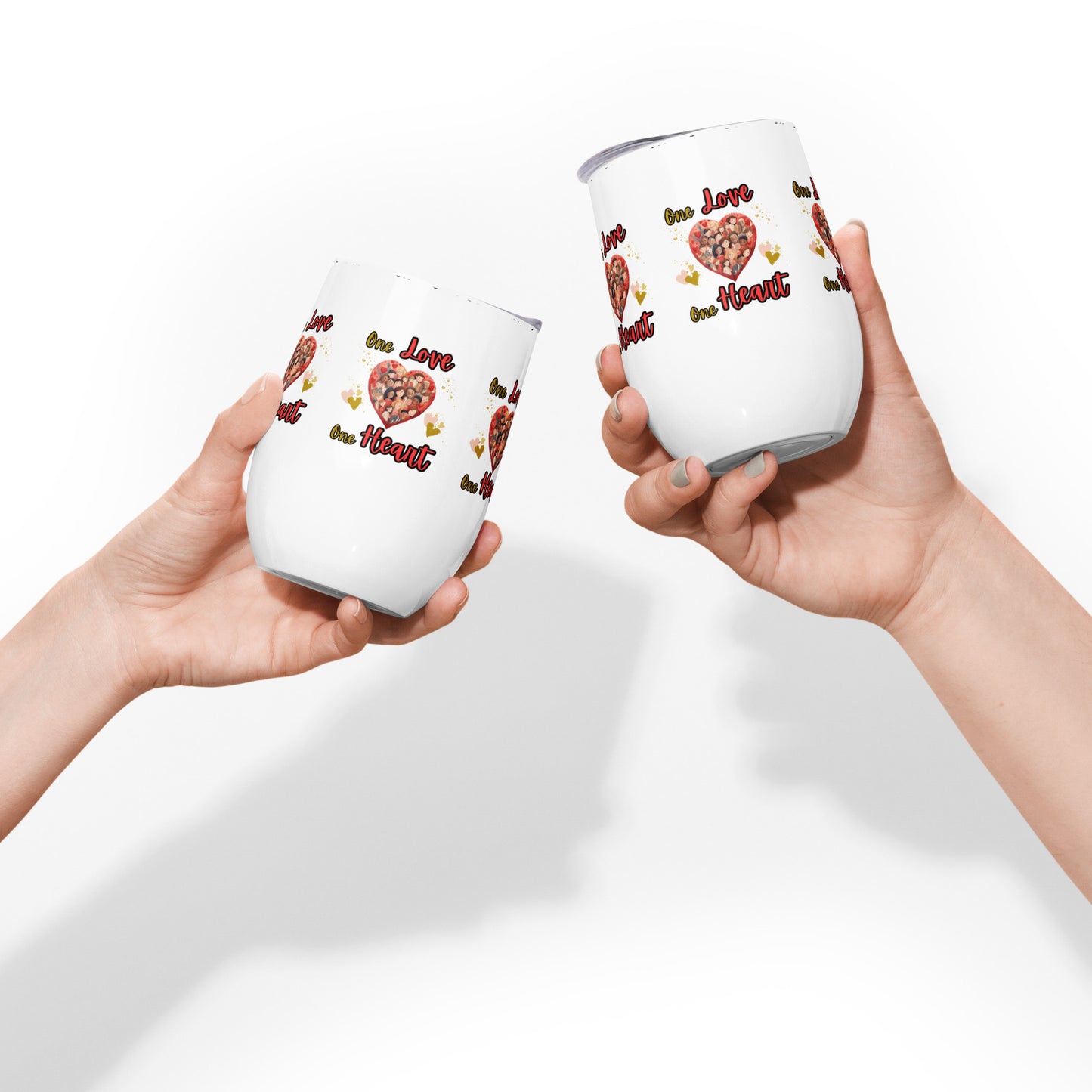 One Love One Heart Wine tumbler