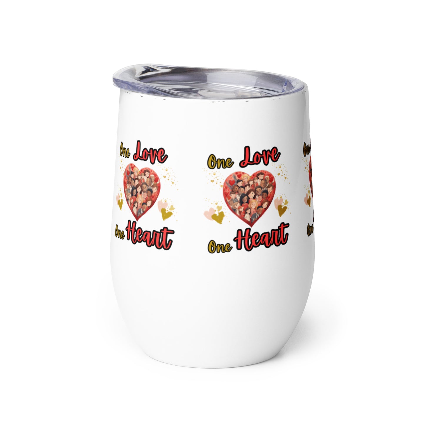 One Love One Heart Wine tumbler