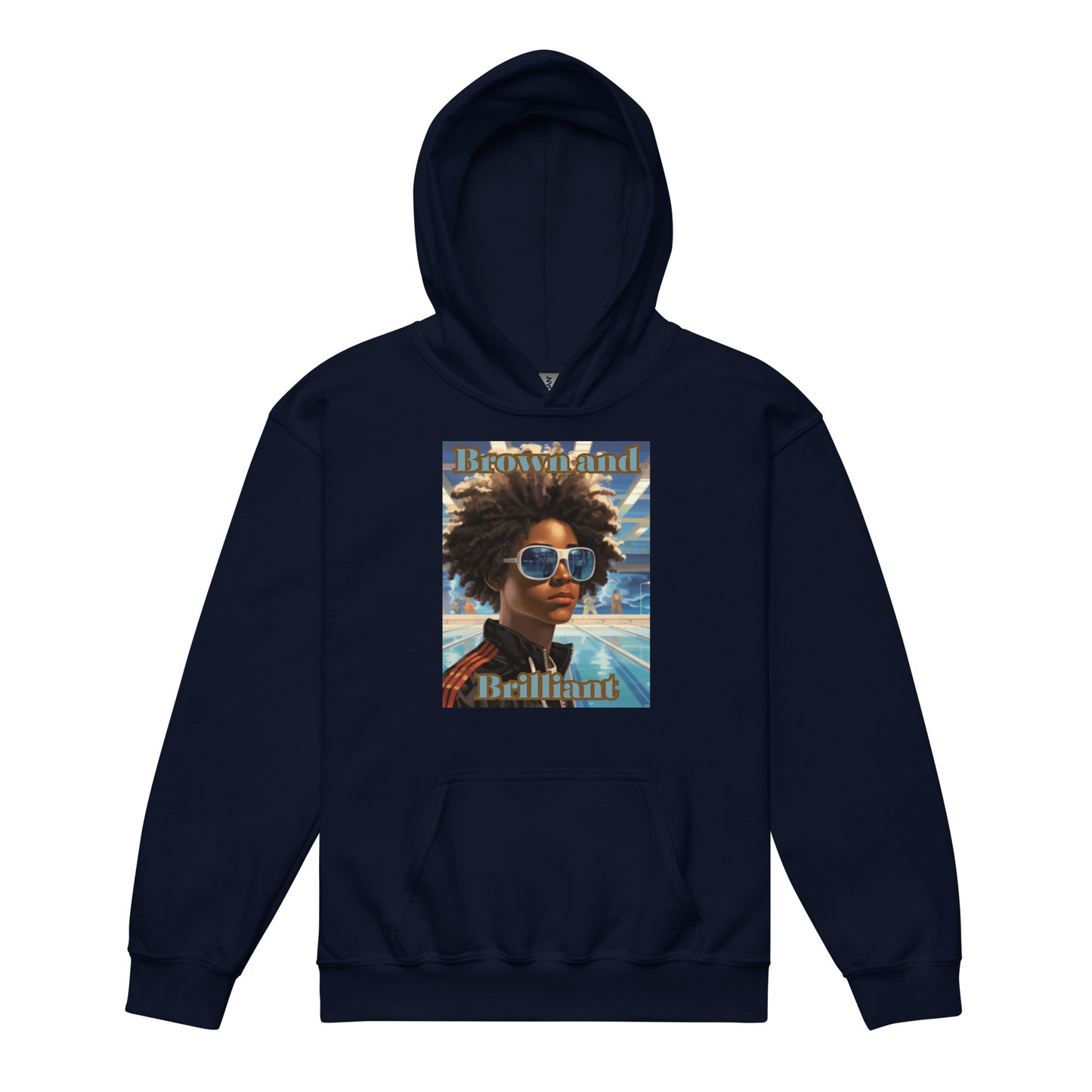 Brown and Brilliant Swimmer Youth heavy blend hoodie
