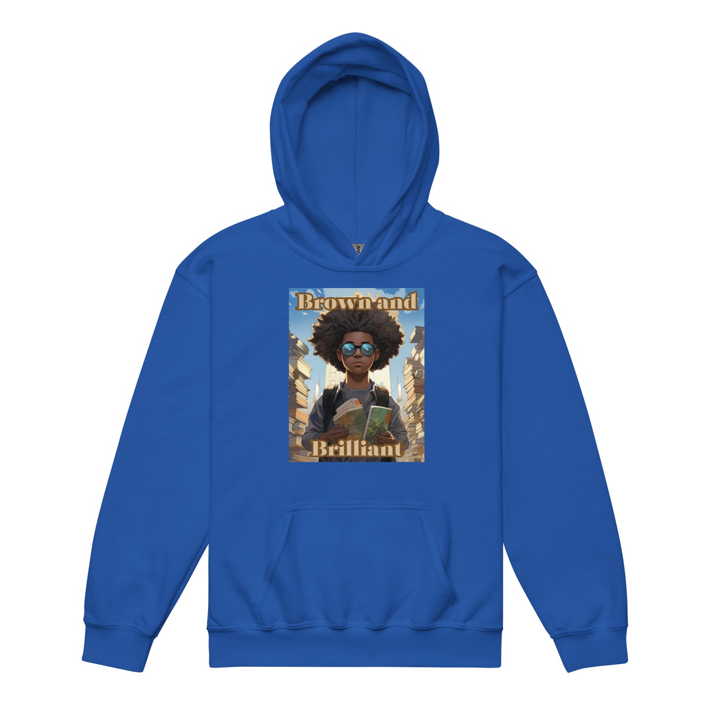 Brown and Brilliant Reader Youth heavy blend hoodie