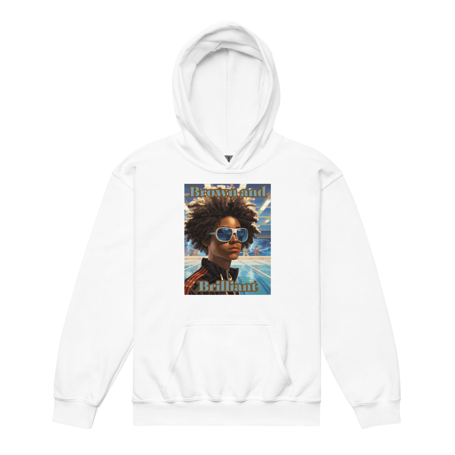 Brown and Brilliant Swimmer Youth heavy blend hoodie