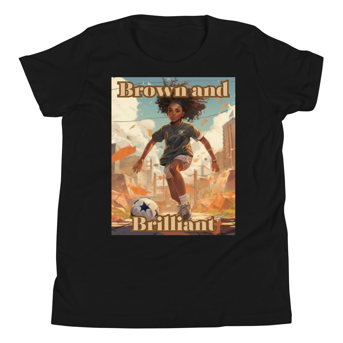Brown and Brilliant Soccer Athlete Youth Short Sleeve T-Shirt