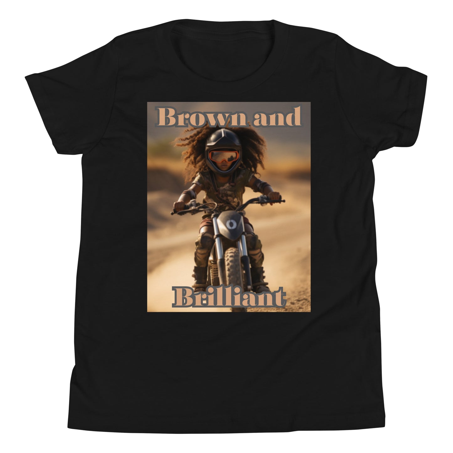 Brown and Brilliant Biker Youth Short Sleeve T-Shirt