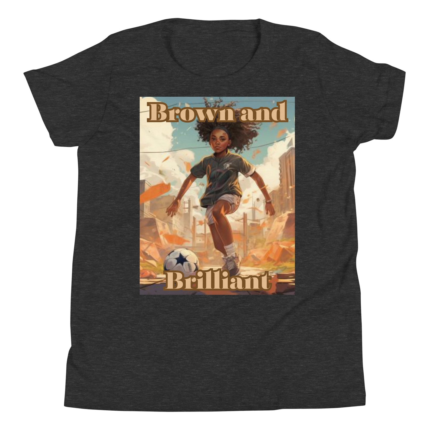 Brown and Brilliant Soccer Athlete Youth Short Sleeve T-Shirt