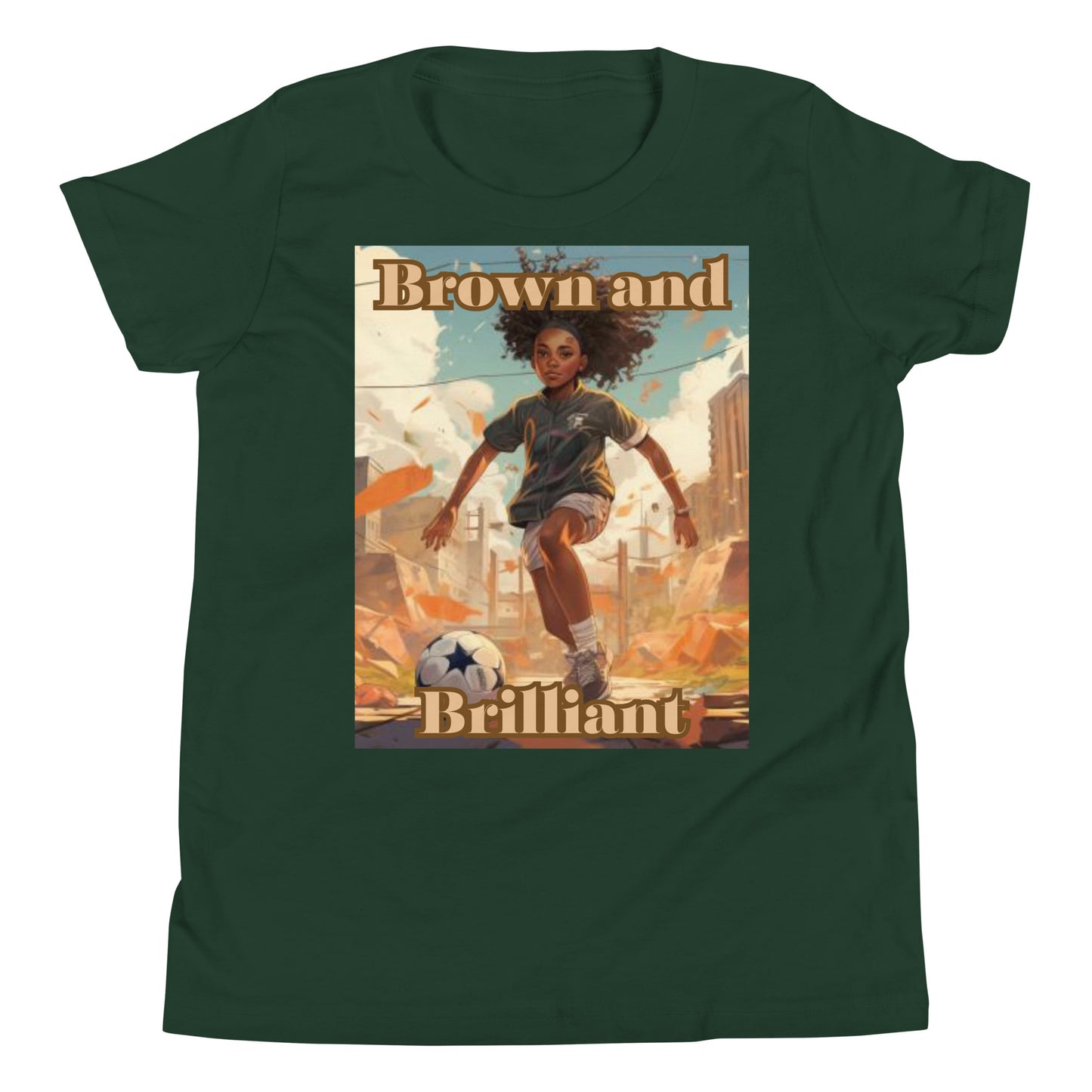 Brown and Brilliant Soccer Athlete Youth Short Sleeve T-Shirt