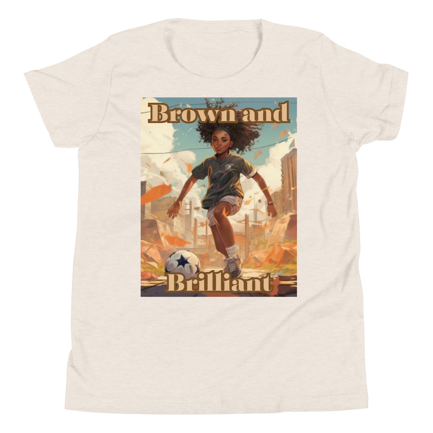 Brown and Brilliant Soccer Athlete Youth Short Sleeve T-Shirt
