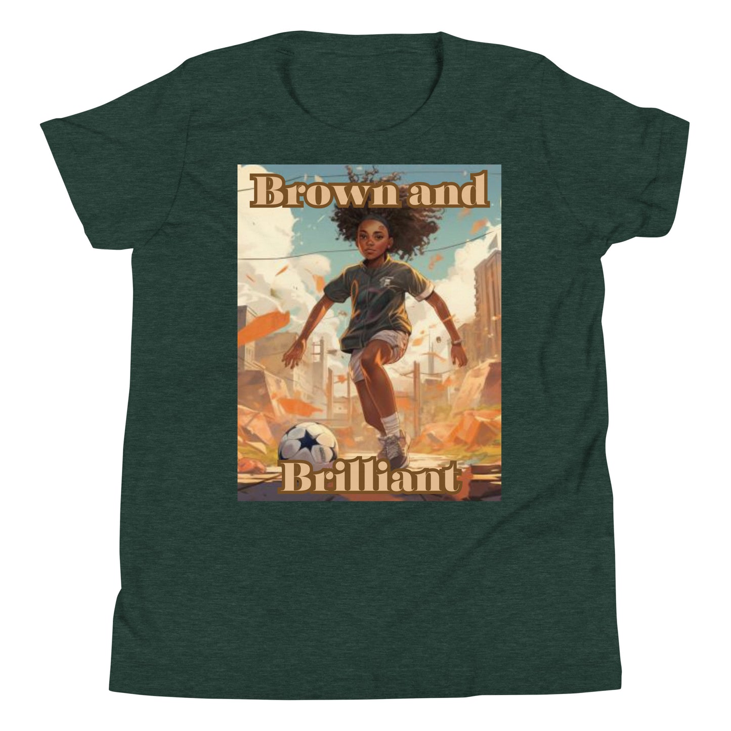 Brown and Brilliant Soccer Athlete Youth Short Sleeve T-Shirt