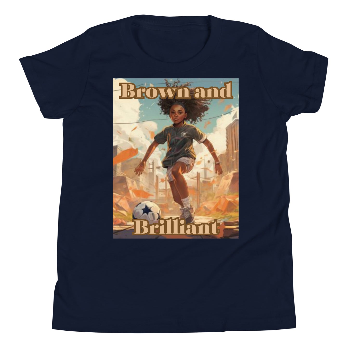 Brown and Brilliant Soccer Athlete Youth Short Sleeve T-Shirt