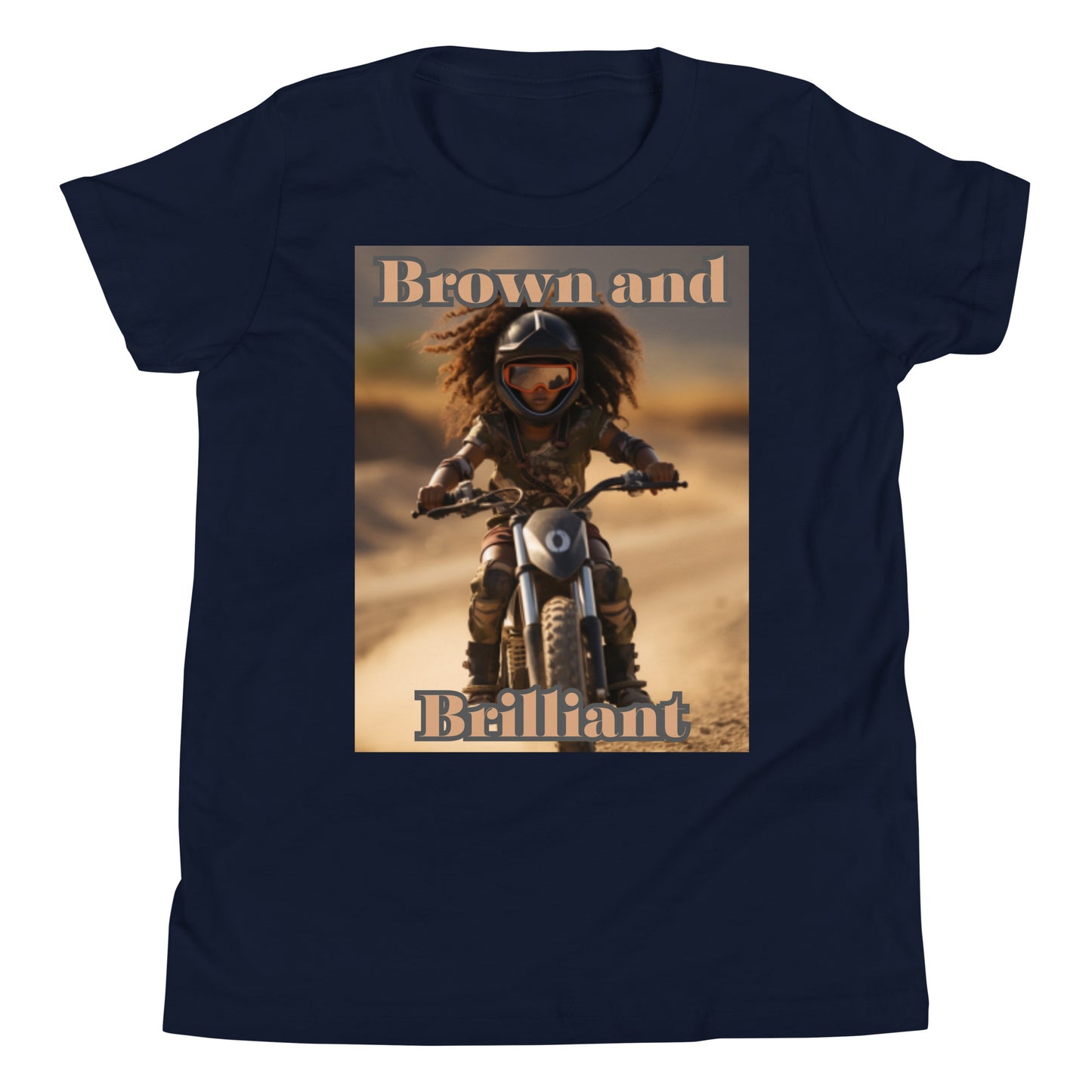 Brown and Brilliant Biker Youth Short Sleeve T-Shirt