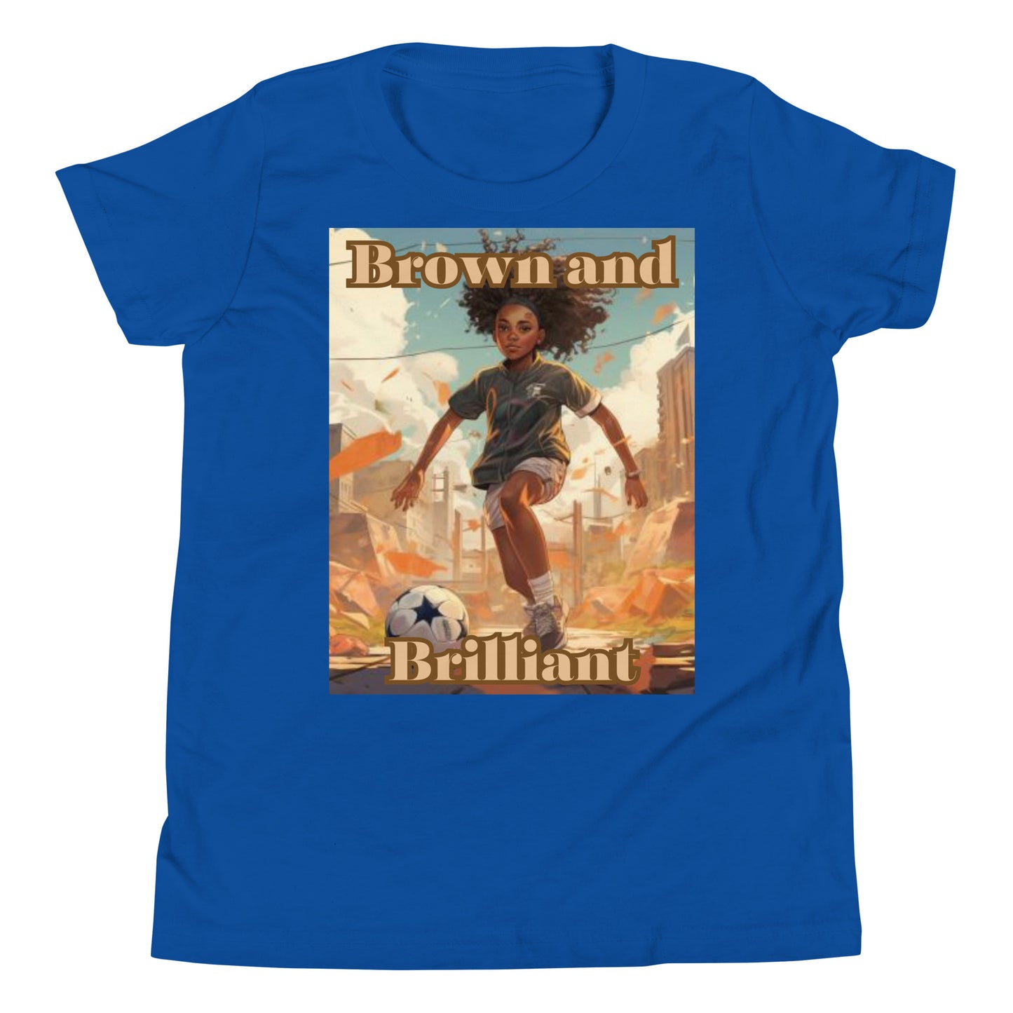 Brown and Brilliant Soccer Athlete Youth Short Sleeve T-Shirt