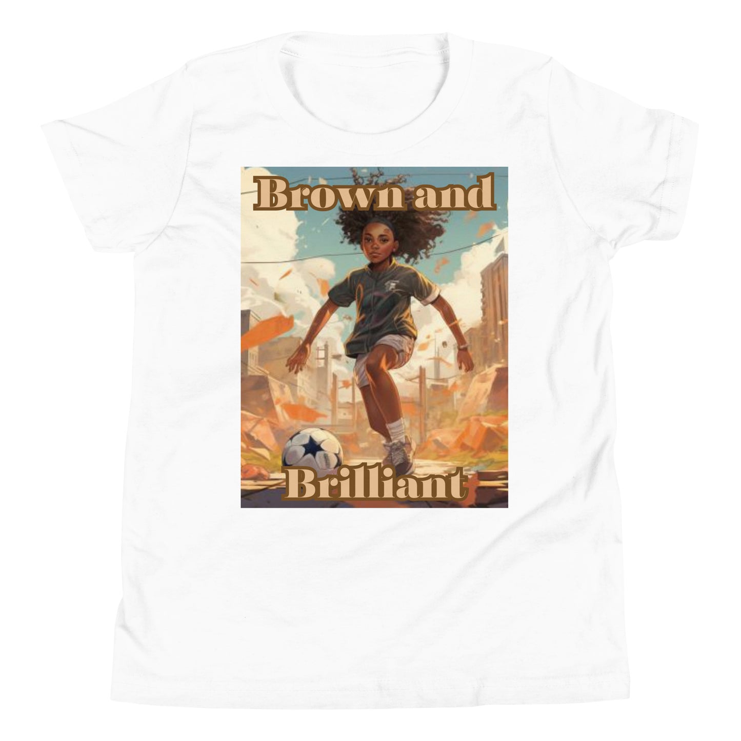 Brown and Brilliant Soccer Athlete Youth Short Sleeve T-Shirt
