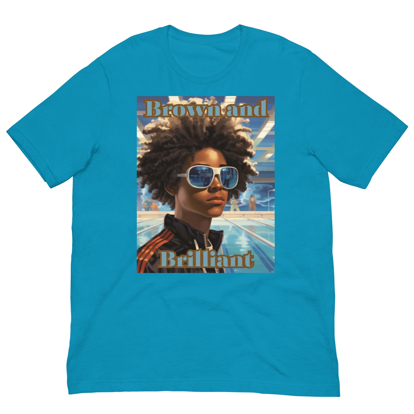 Brown and Brilliant Swimmer Adult Unisex t-shirt