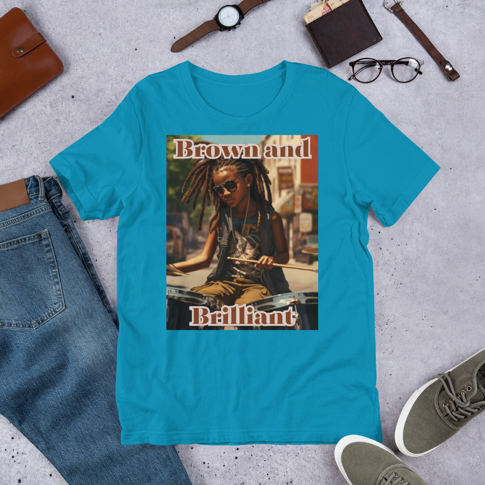 Brown and Brilliant Drummer Adult Unisex t-shirt