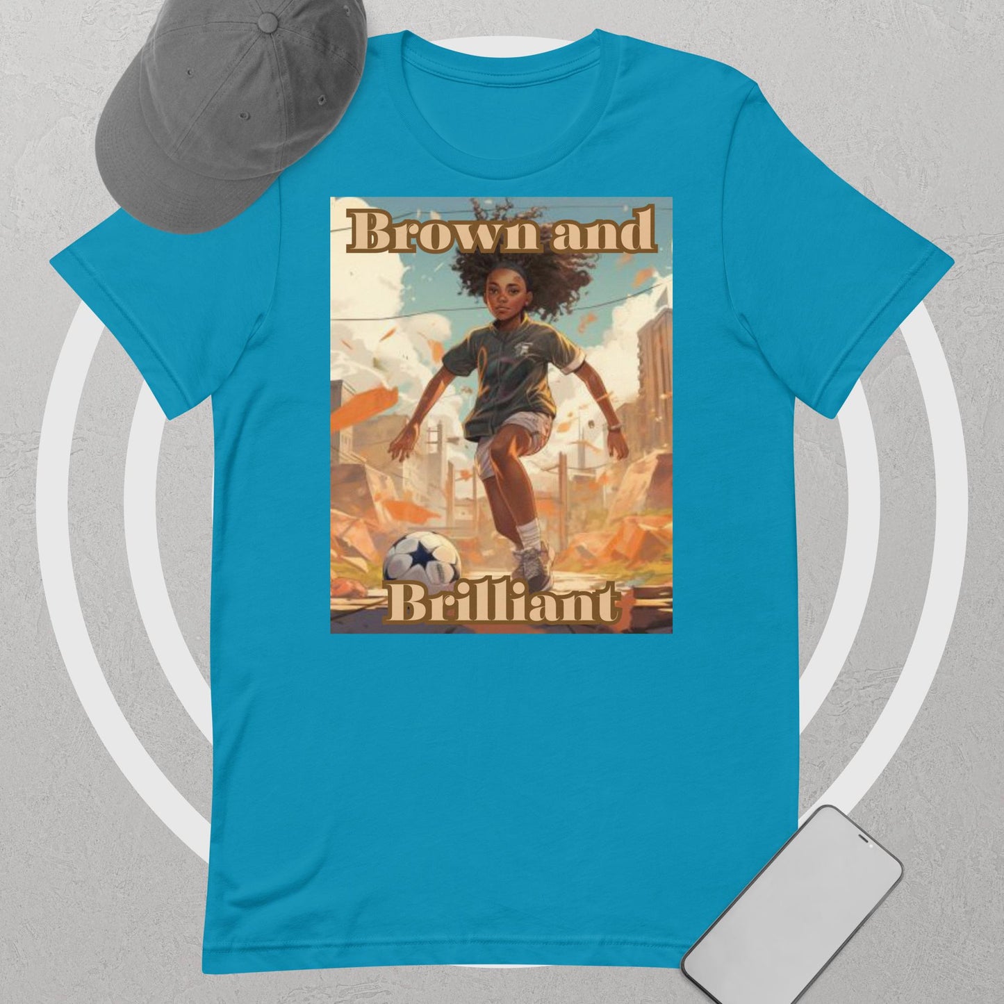 Brown and Brilliant Athlete Soccer Adult Unisex t-shirt