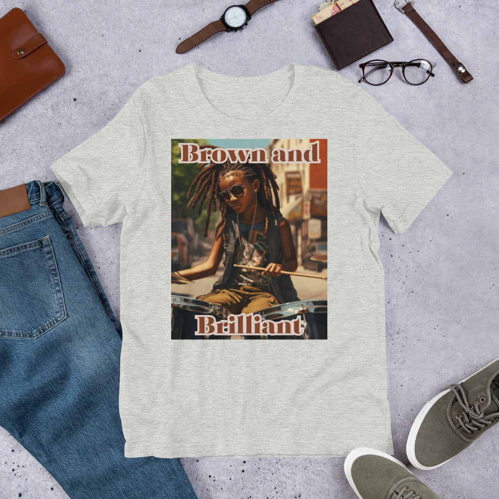 Brown and Brilliant Drummer Adult Unisex t-shirt