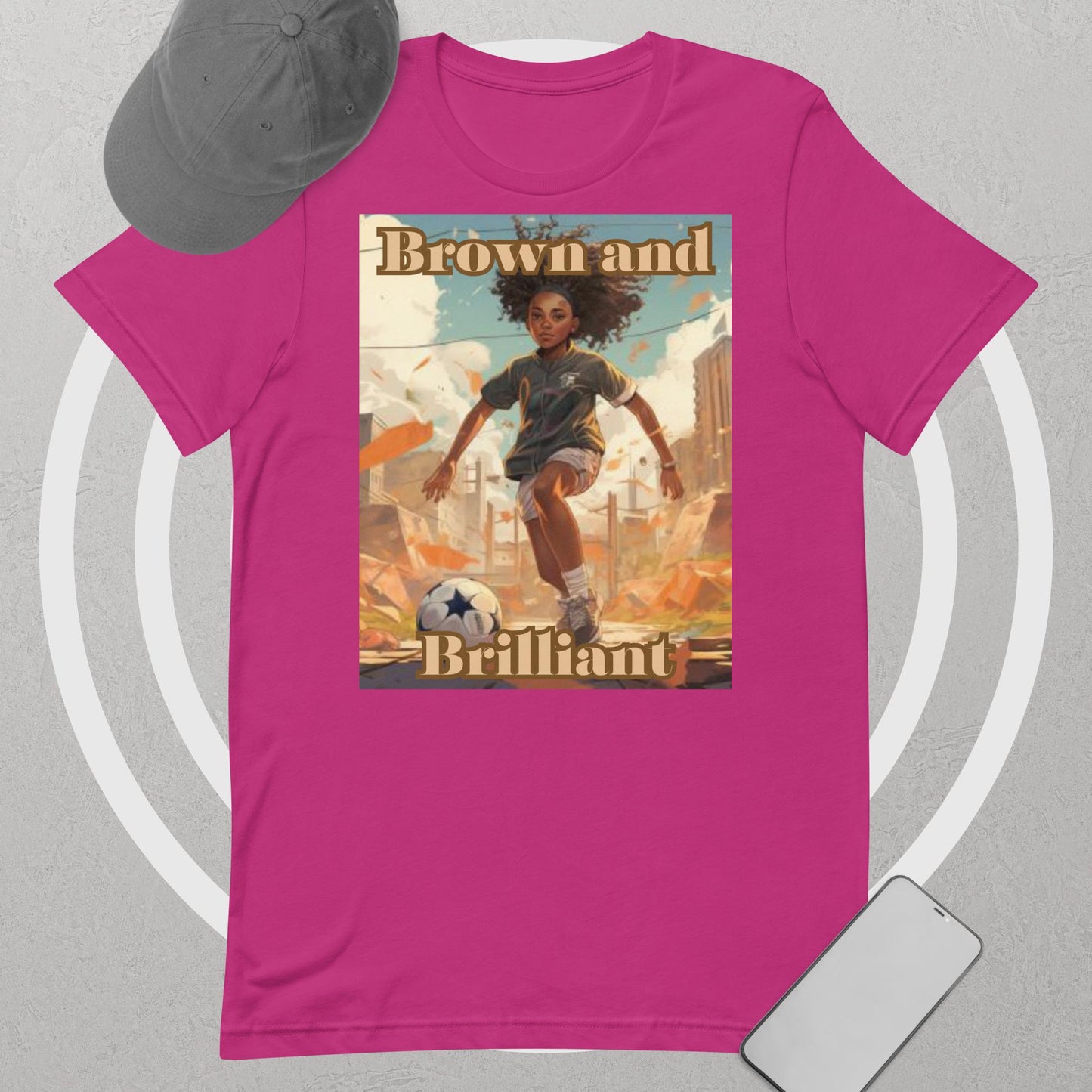 Brown and Brilliant Athlete Soccer Adult Unisex t-shirt