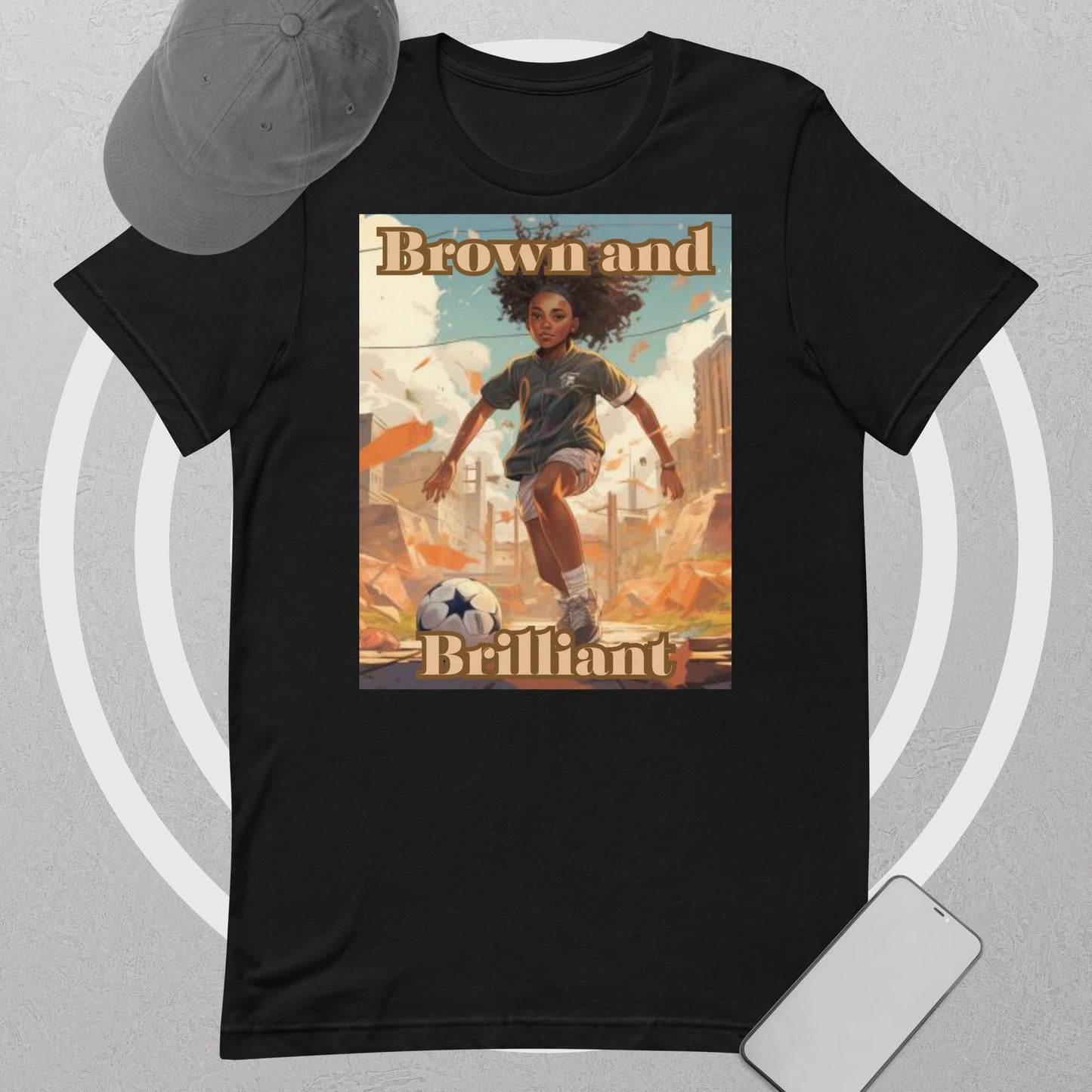 Brown and Brilliant Athlete Soccer Adult Unisex t-shirt