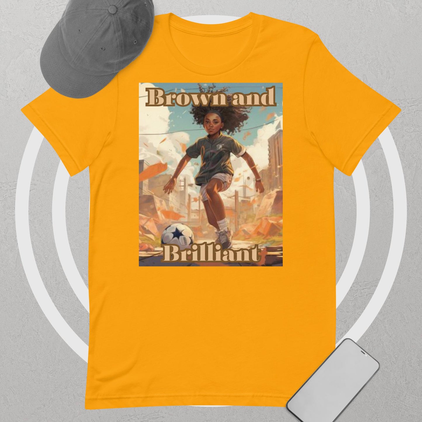 Brown and Brilliant Athlete Soccer Adult Unisex t-shirt