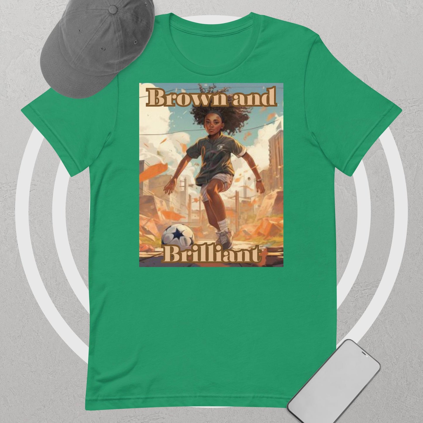 Brown and Brilliant Athlete Soccer Adult Unisex t-shirt