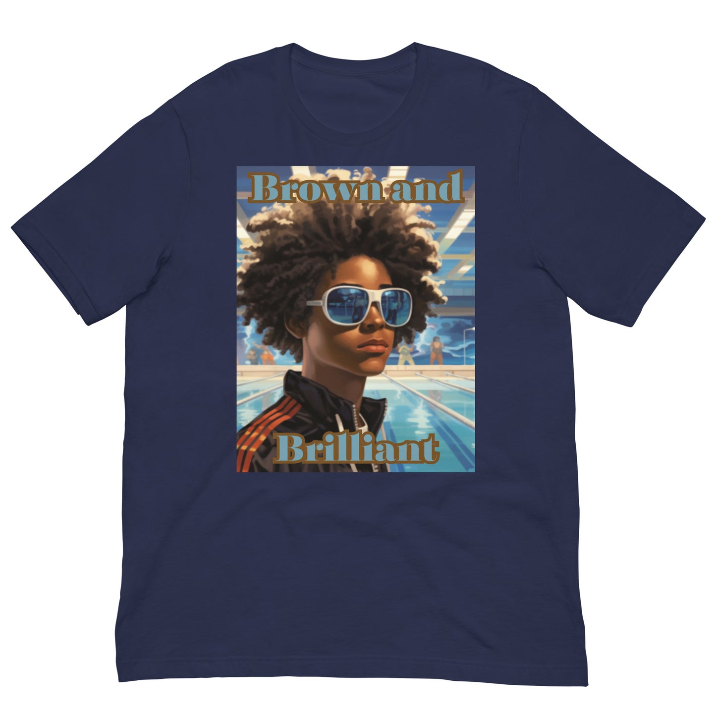 Brown and Brilliant Swimmer Adult Unisex t-shirt