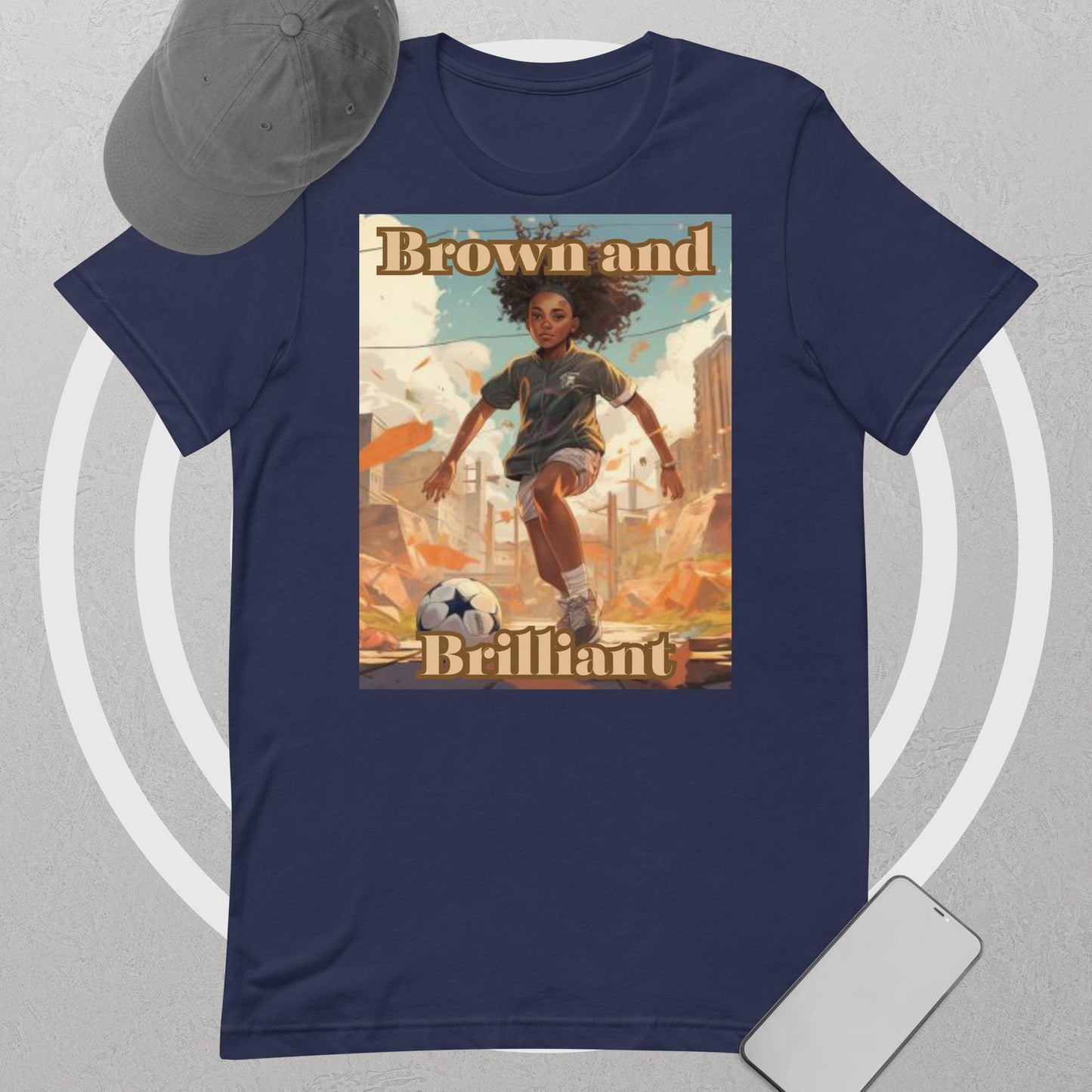 Brown and Brilliant Athlete Soccer Adult Unisex t-shirt