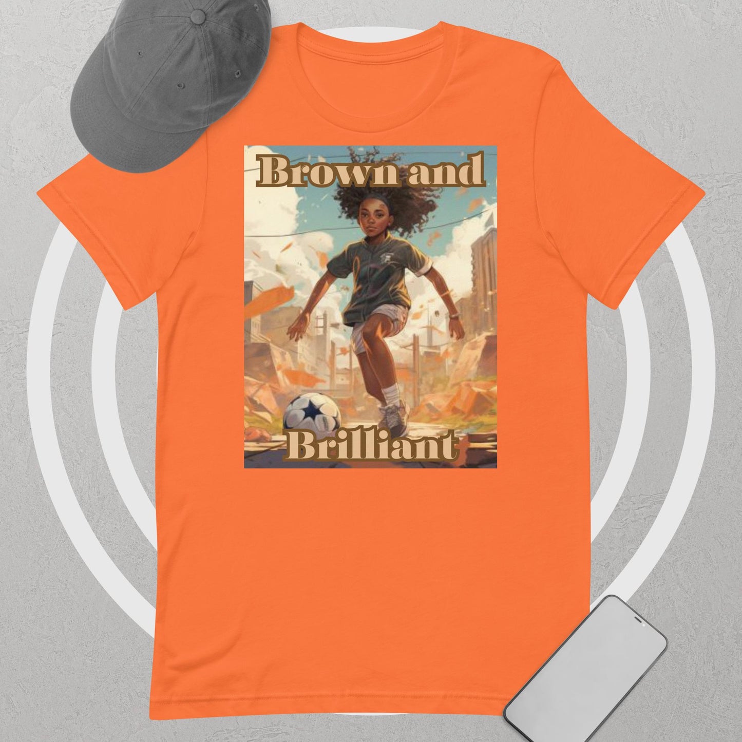 Brown and Brilliant Athlete Soccer Adult Unisex t-shirt