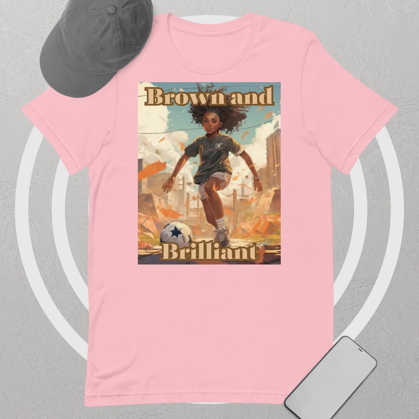 Brown and Brilliant Athlete Soccer Adult Unisex t-shirt