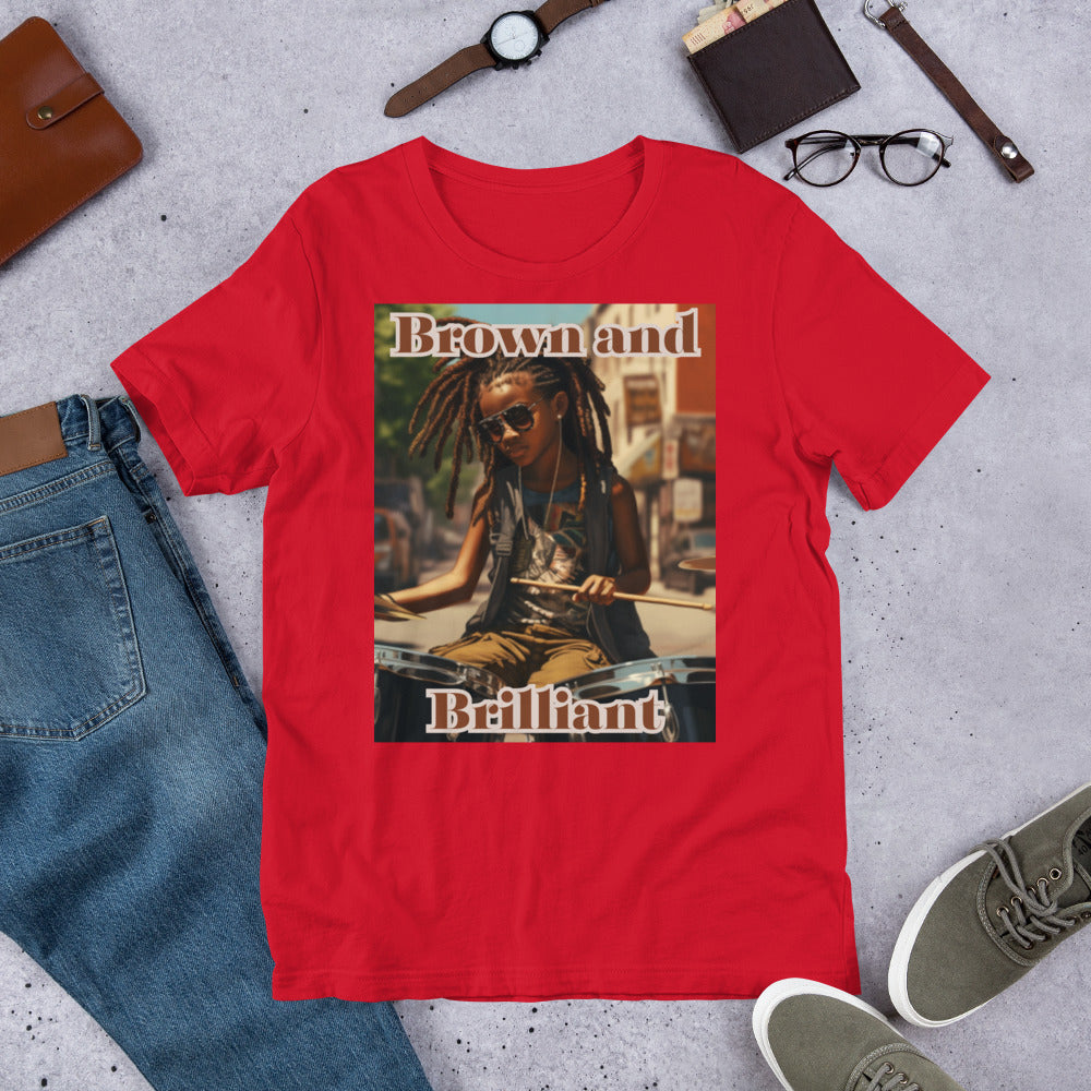 Brown and Brilliant Drummer Adult Unisex t-shirt