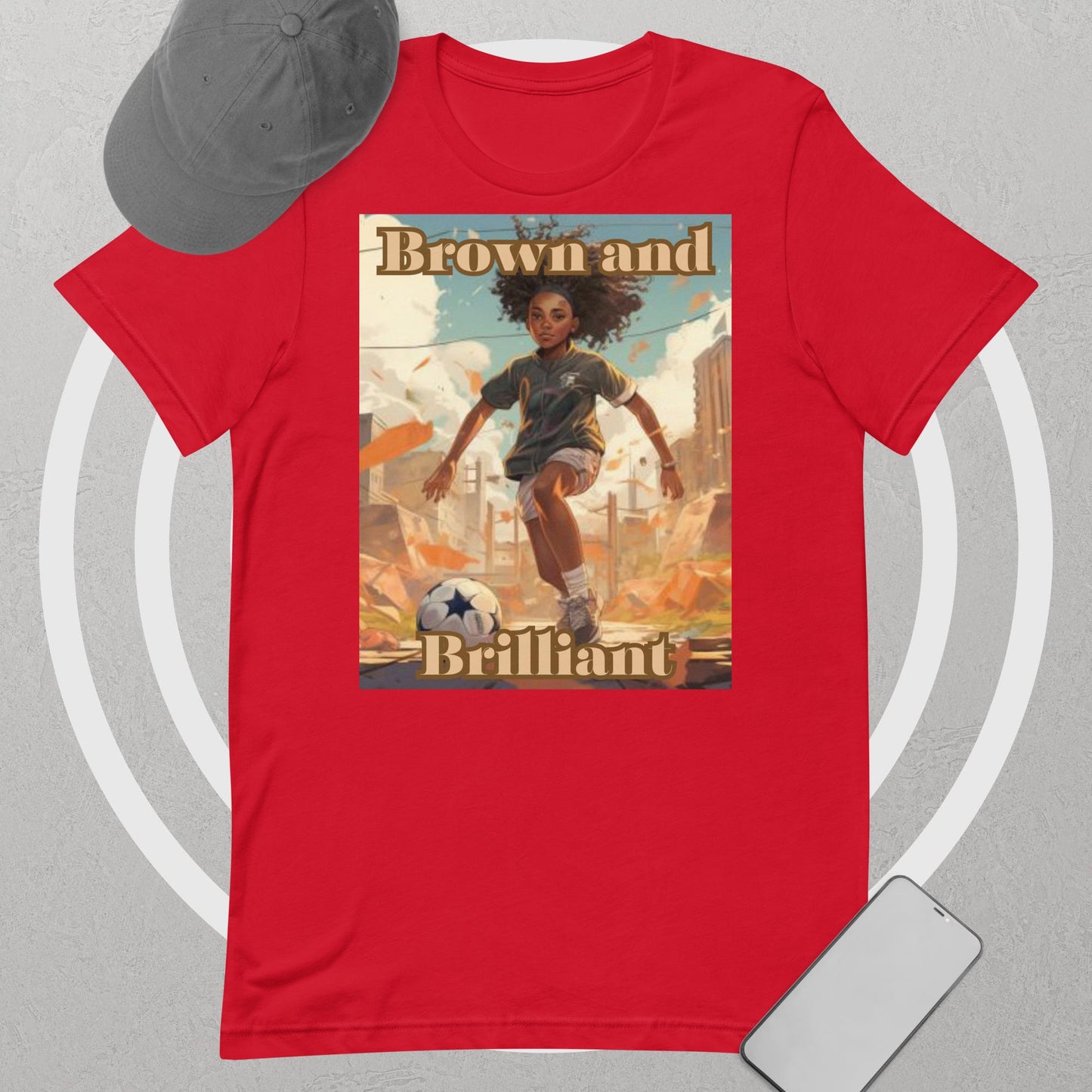 Brown and Brilliant Athlete Soccer Adult Unisex t-shirt