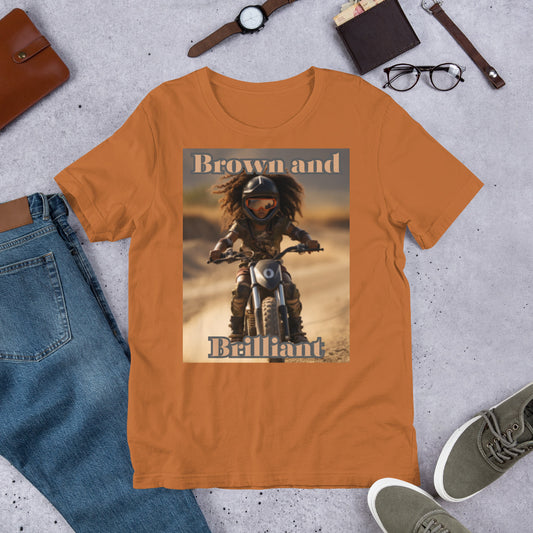 Brown and Brilliant Biker Adult Unisex t-shirt