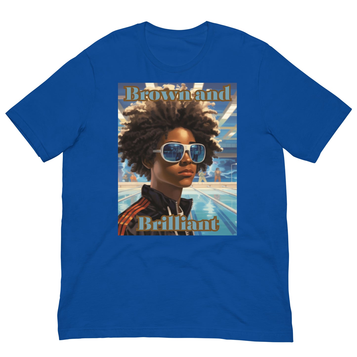 Brown and Brilliant Swimmer Adult Unisex t-shirt