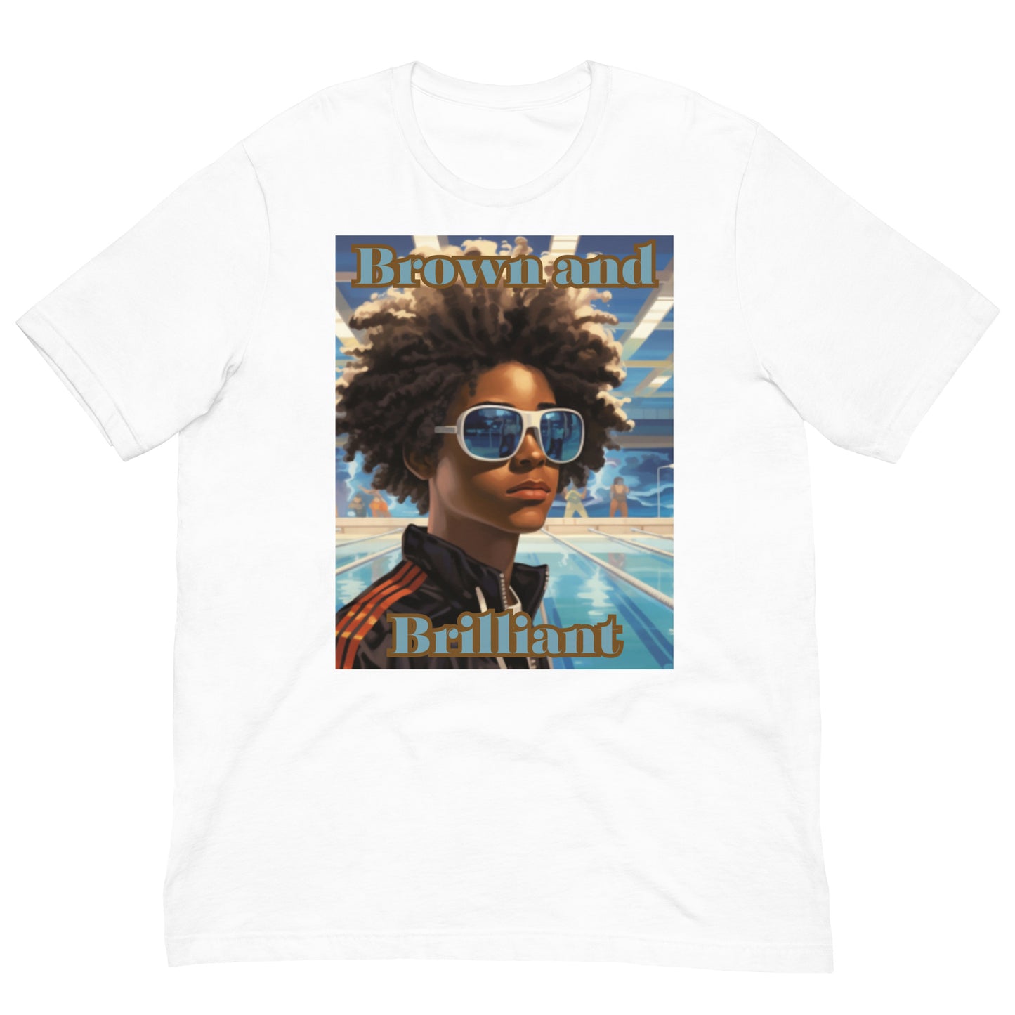 Brown and Brilliant Swimmer Adult Unisex t-shirt