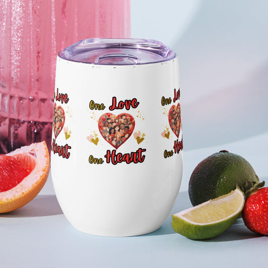 One Love One Heart Wine tumbler