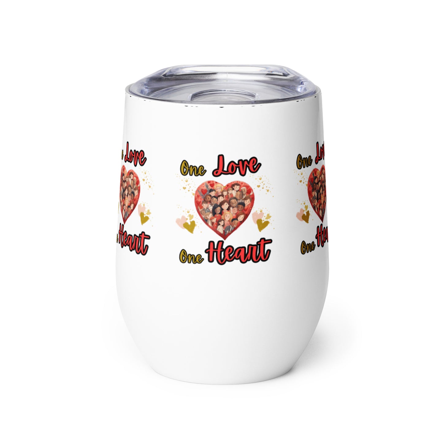 One Love One Heart Wine tumbler