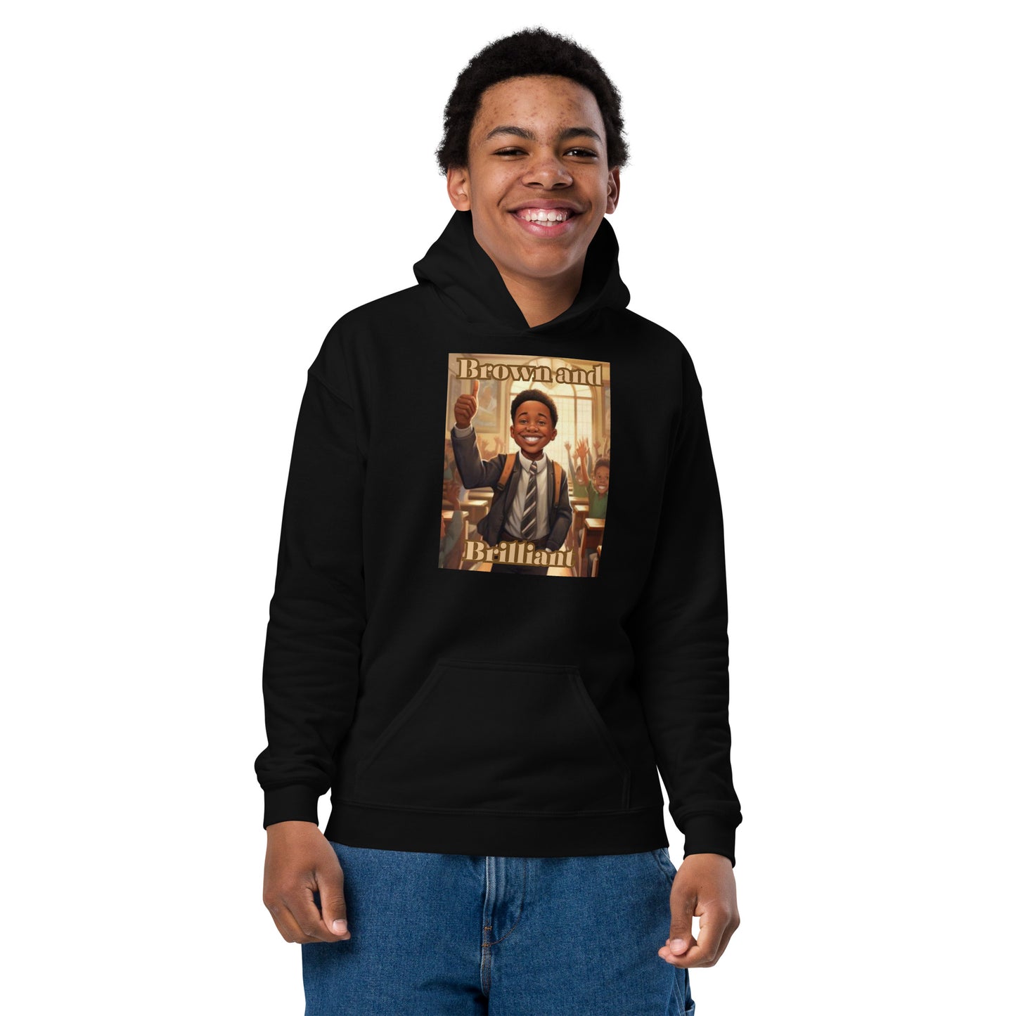 Brown and Brilliant Leader Youth heavy blend hoodie