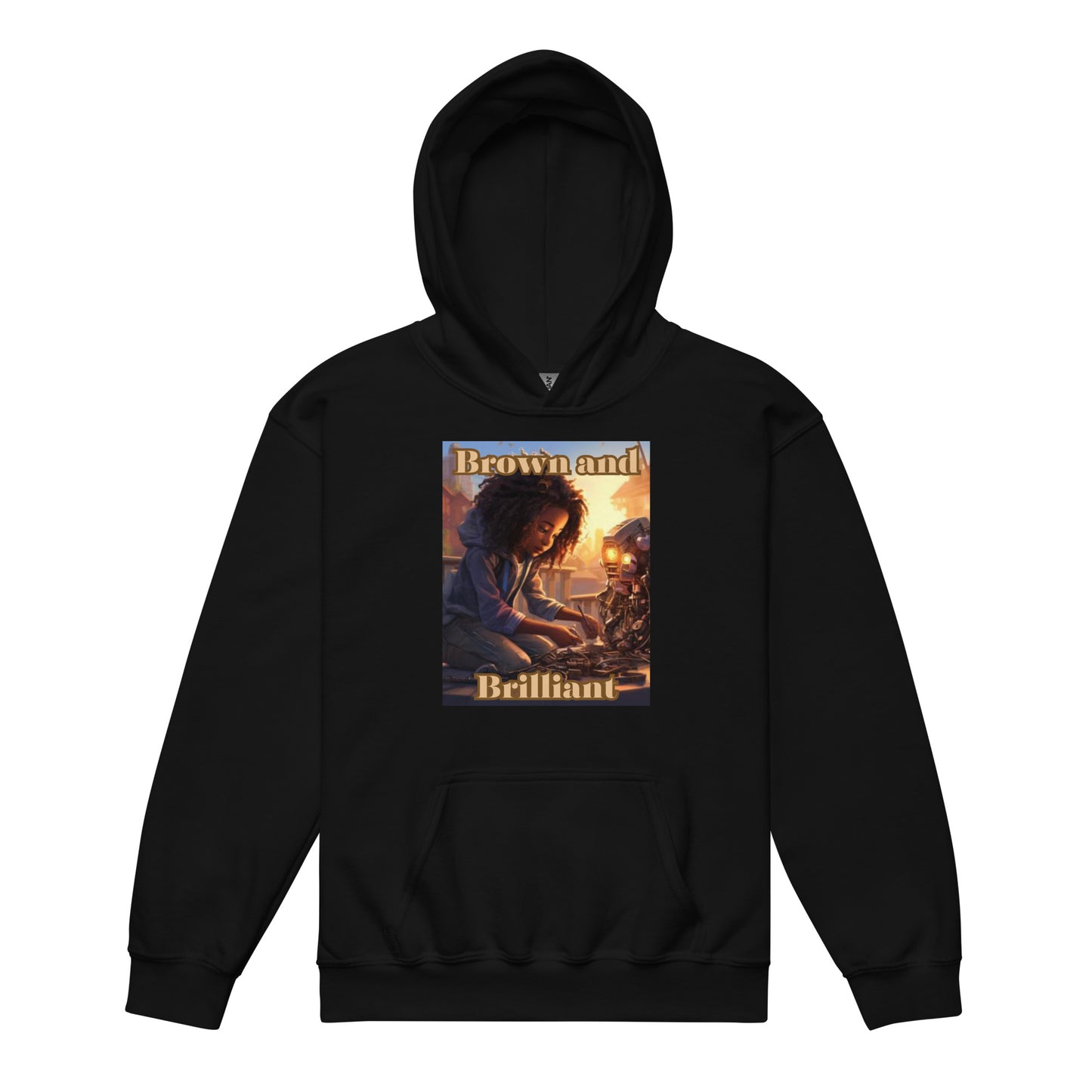 Brown and Brilliant Inventor Youth heavy blend hoodie