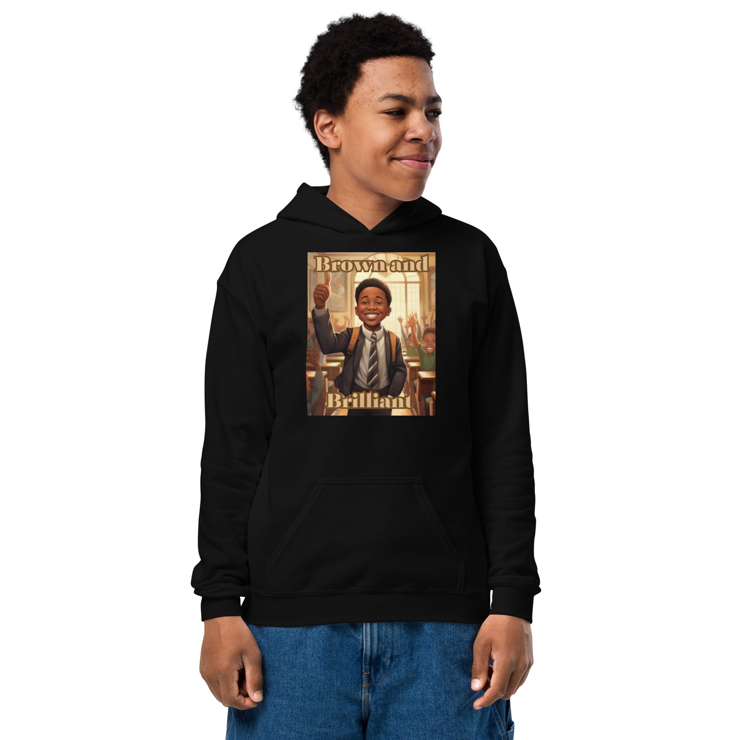 Brown and Brilliant Leader Youth heavy blend hoodie