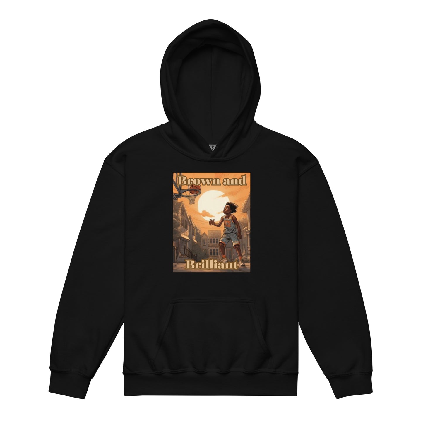 Brown and Brilliant Basketball Athlete Youth heavy blend hoodie