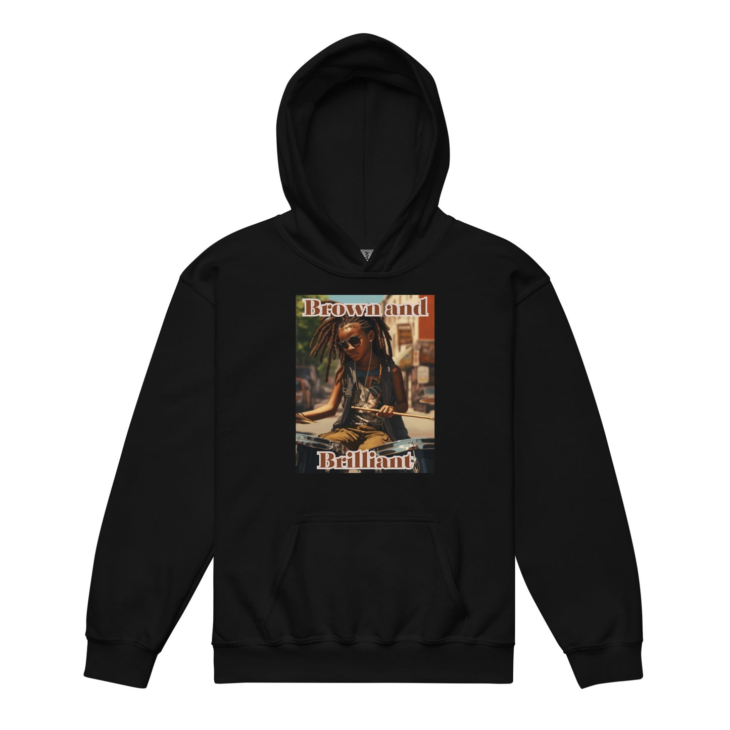 Brown and Brilliant Drummer Youth heavy blend hoodie