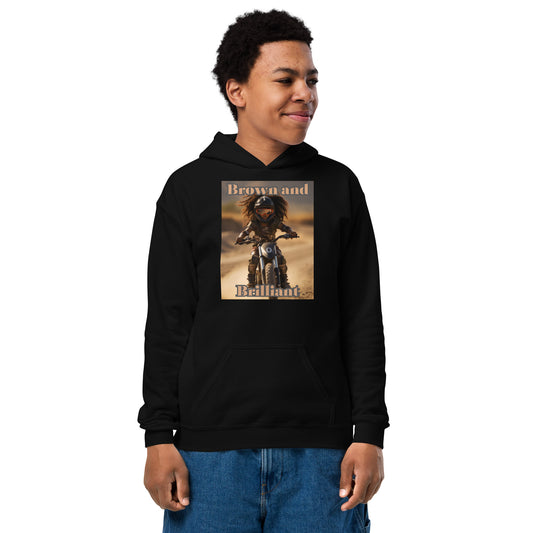 Brown and Brilliant Biker Youth heavy blend hoodie