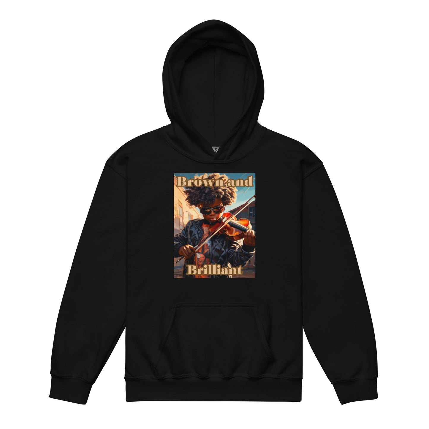 Brown and Brilliant Musician Youth heavy blend hoodie