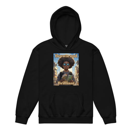 Brown and Brilliant Reader Youth heavy blend hoodie