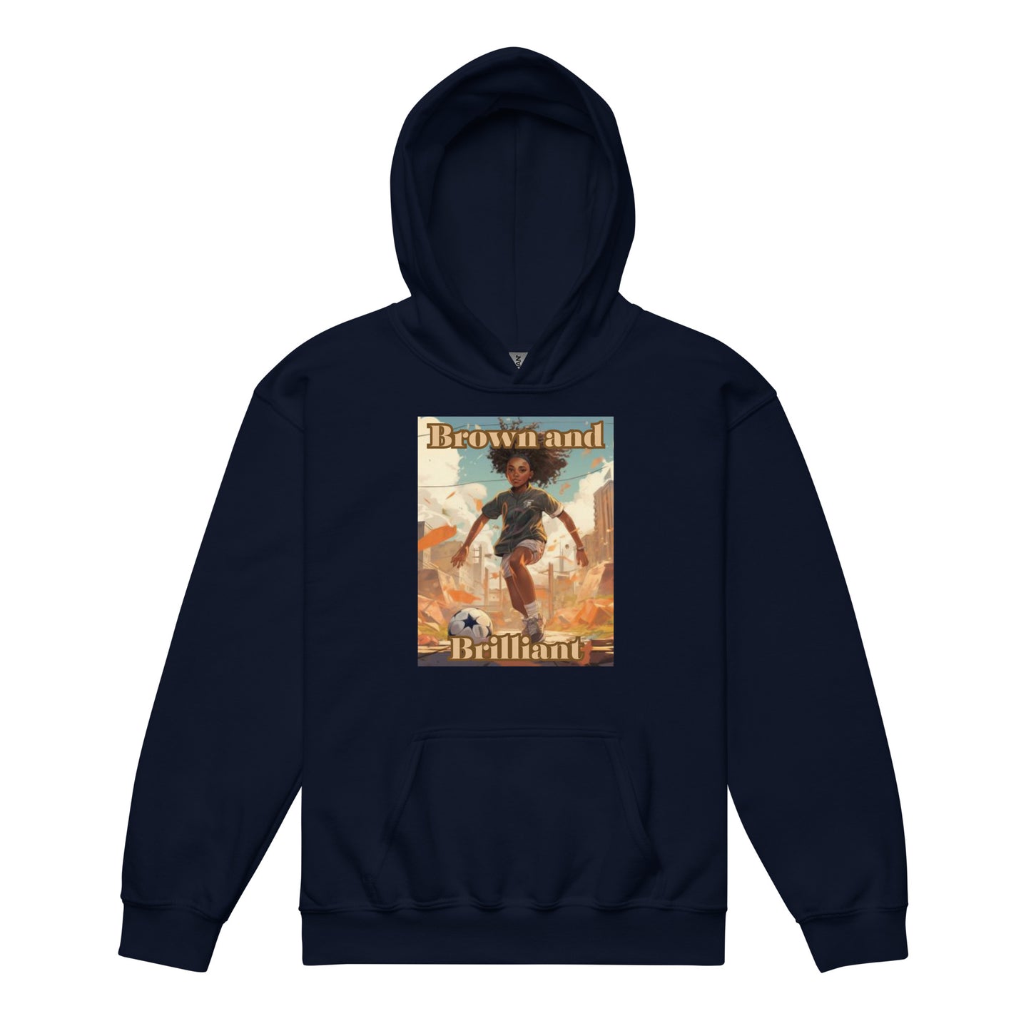 Brown and Brilliant Soccer Athlete Youth heavy blend hoodie