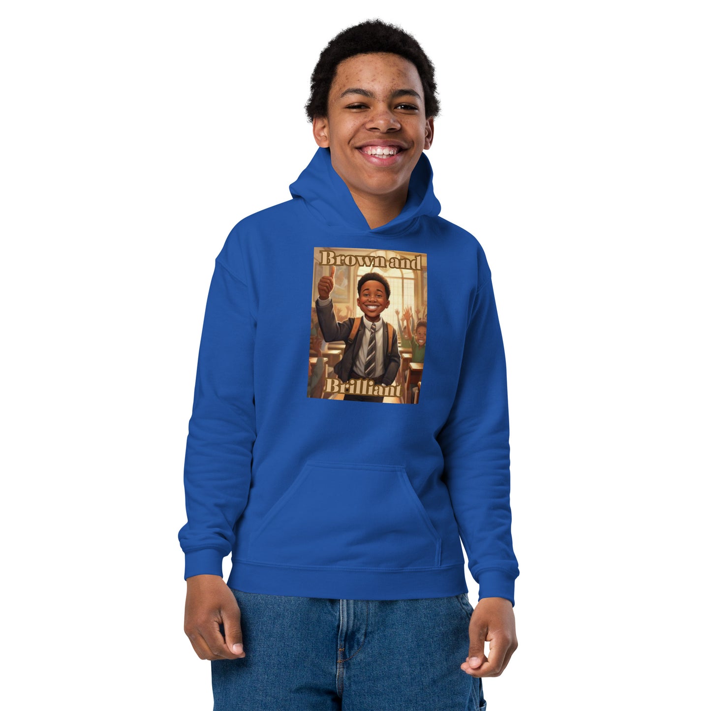 Brown and Brilliant Leader Youth heavy blend hoodie