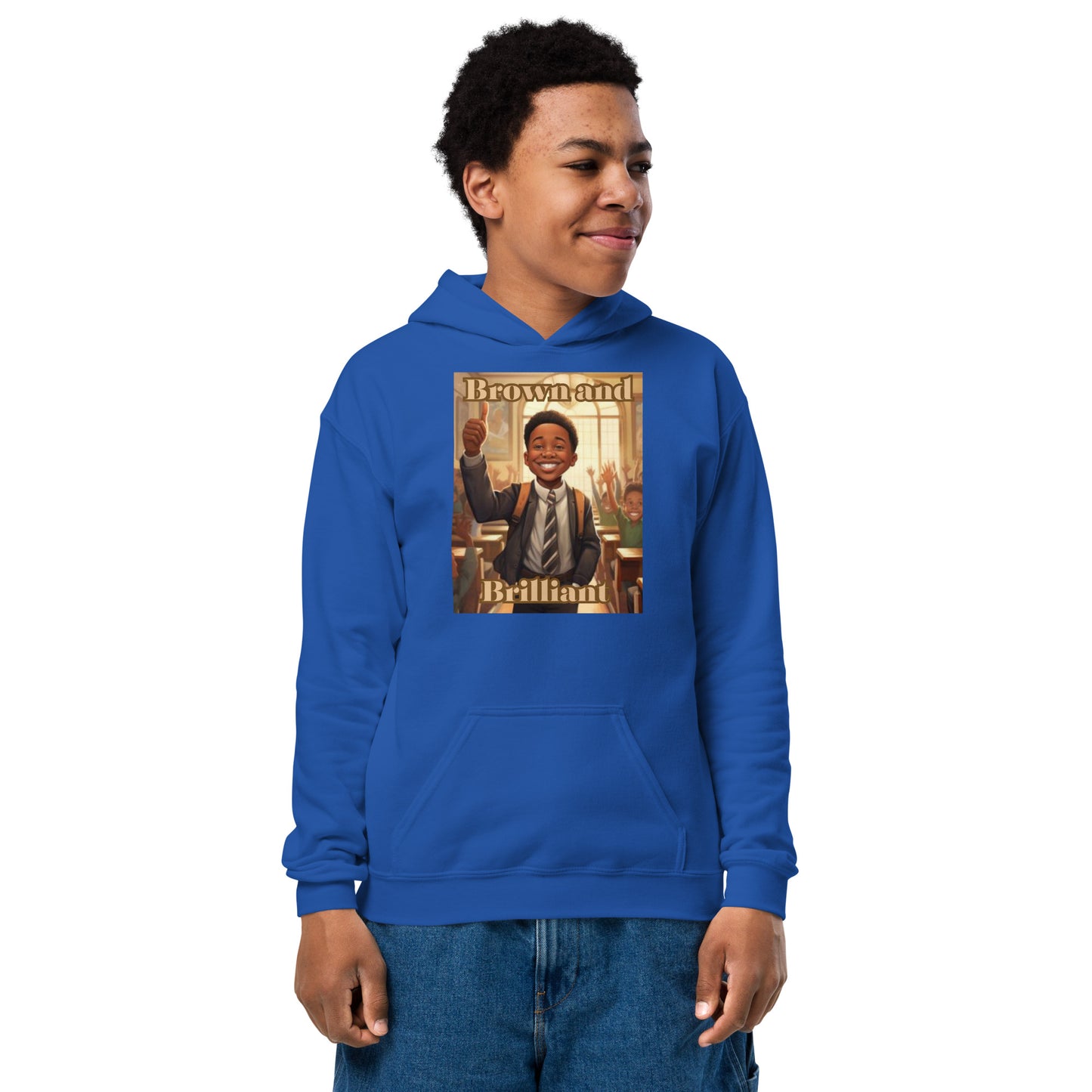 Brown and Brilliant Leader Youth heavy blend hoodie