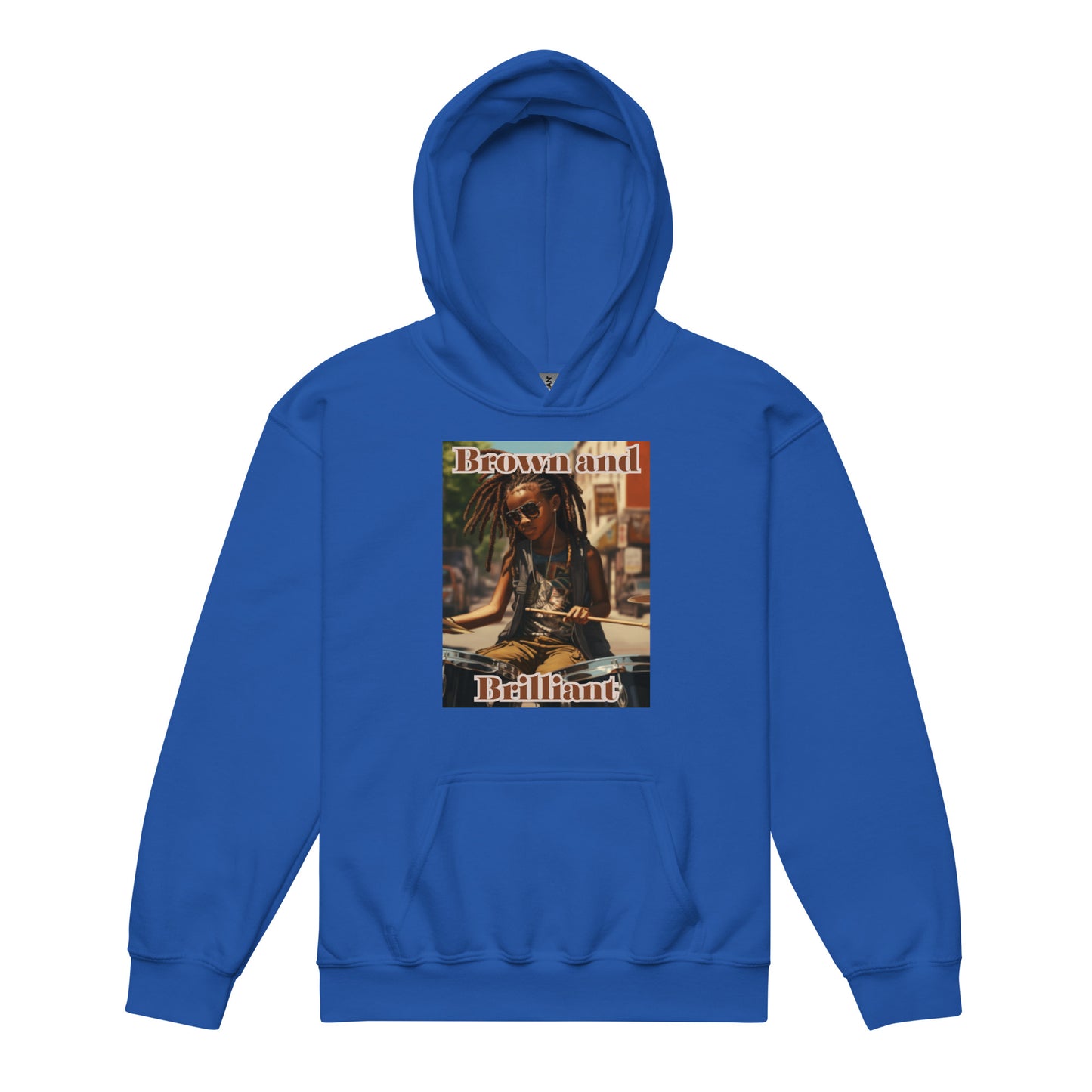 Brown and Brilliant Drummer Youth heavy blend hoodie