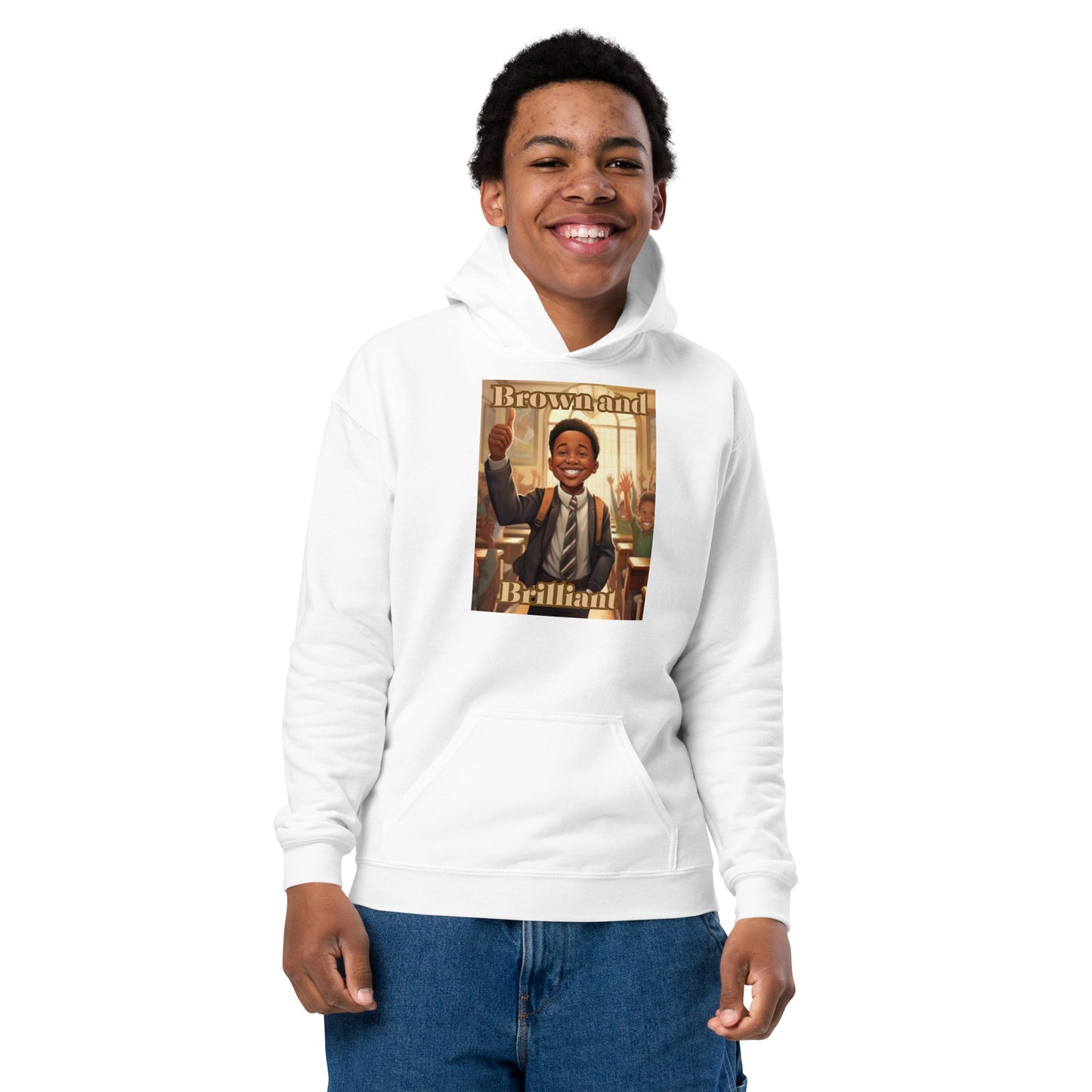 Brown and Brilliant Leader Youth heavy blend hoodie