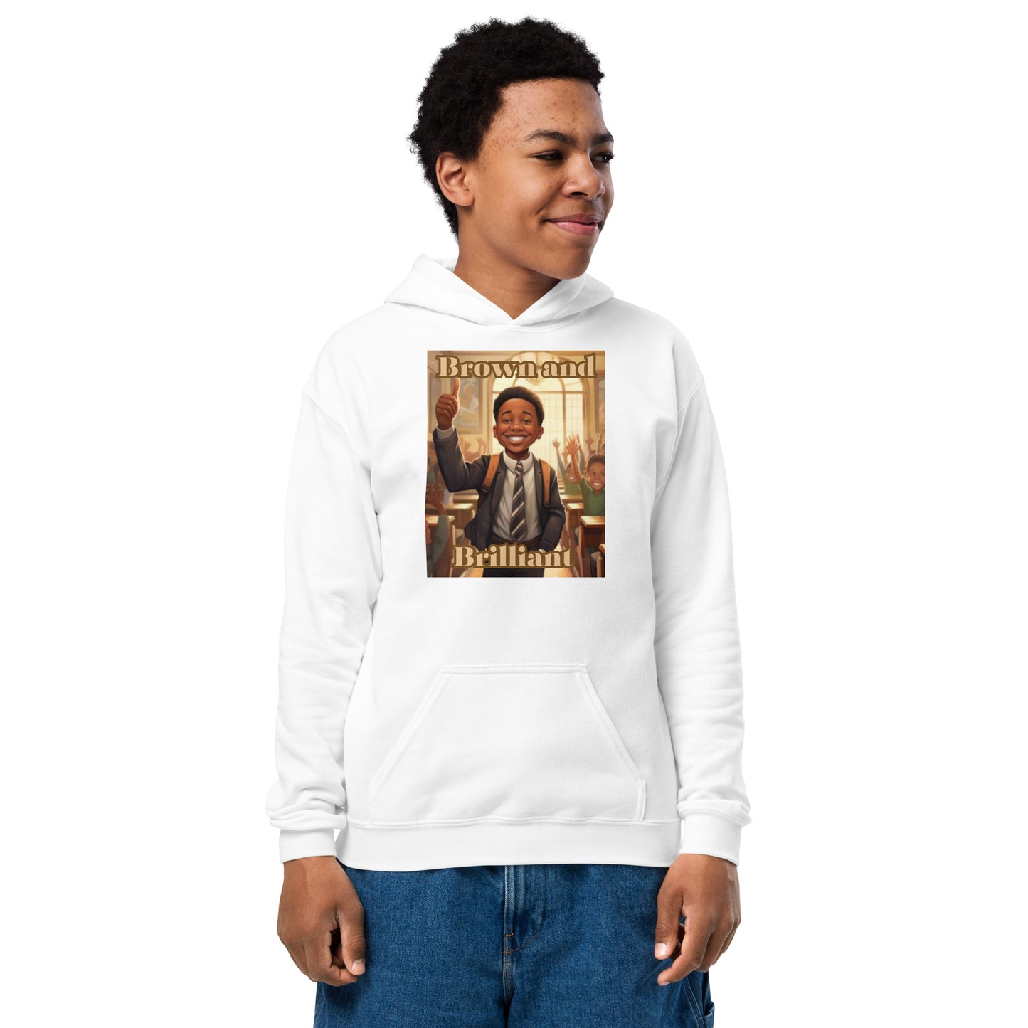 Brown and Brilliant Leader Youth heavy blend hoodie