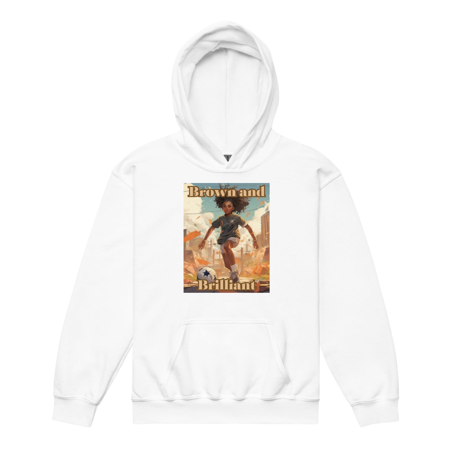 Brown and Brilliant Soccer Athlete Youth heavy blend hoodie